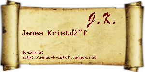 Jenes Kristóf névjegykártya